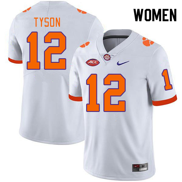 Women's Clemson Tigers Paul Tyson #12 College White NCAA Authentic Football Stitched Jersey 23KK30HV